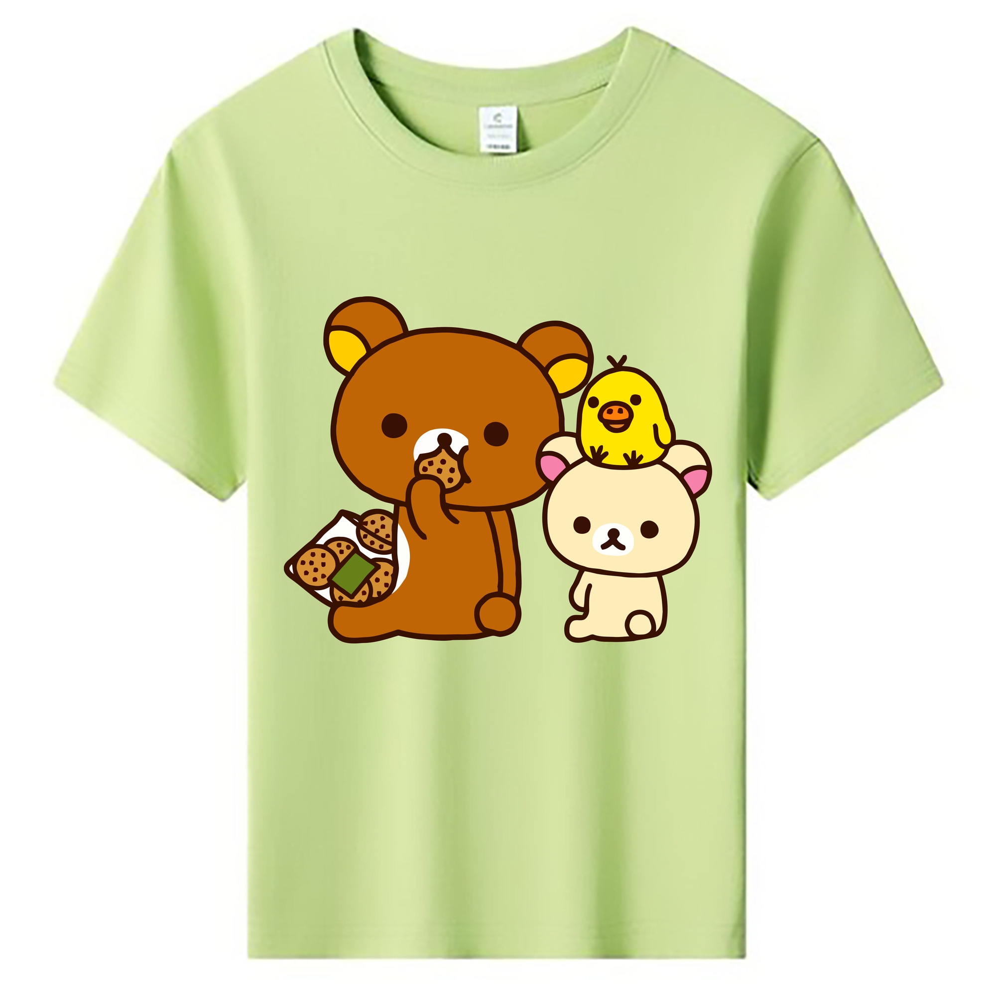 （画像用） リラックマ リラックマ キイロイトリ Rilakkuma Korilakkuma Kiiroitori 綿100％キッズTシャツ（フロントプリント）